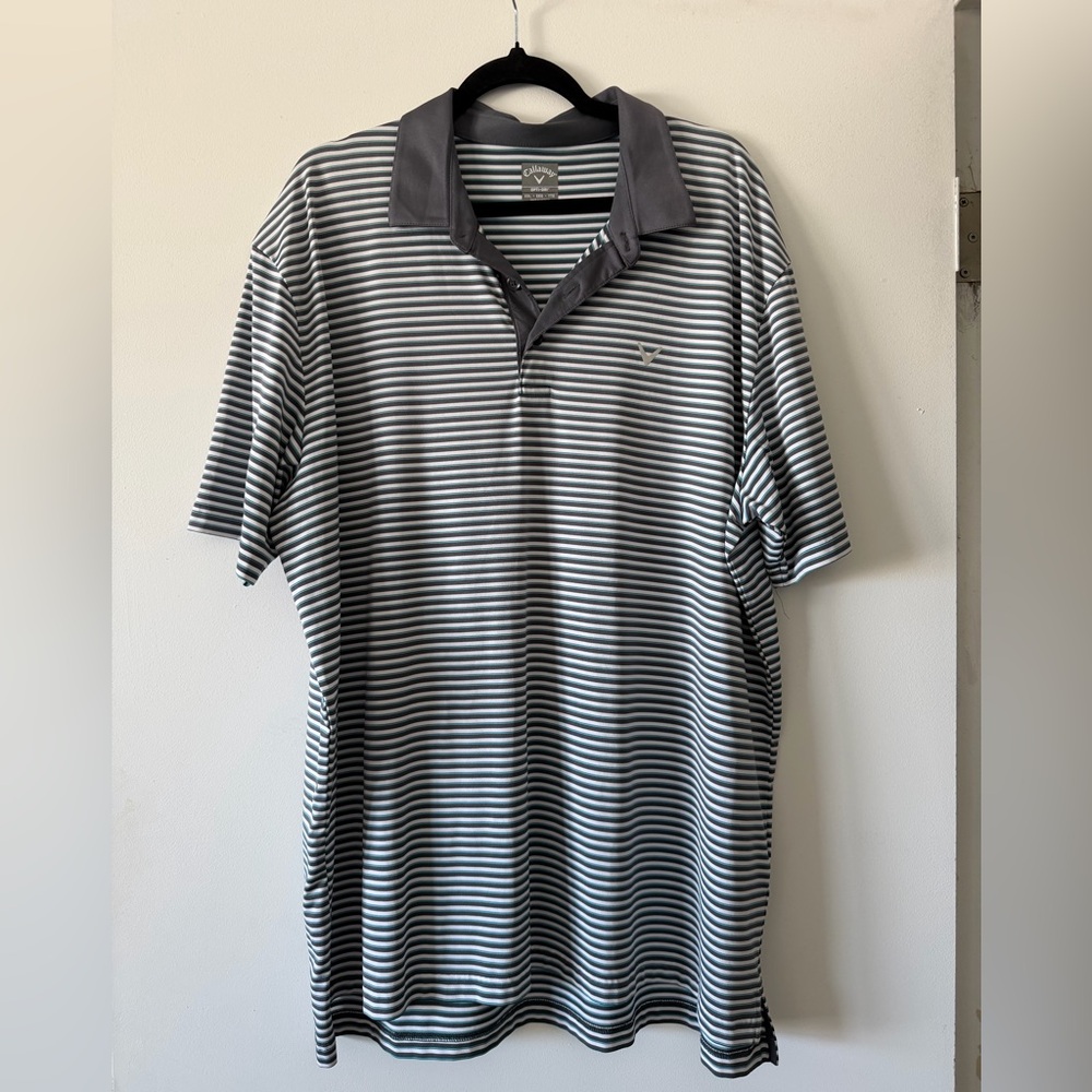 Callaway Men's Blue, Gray, & White Striped Golf Polo
